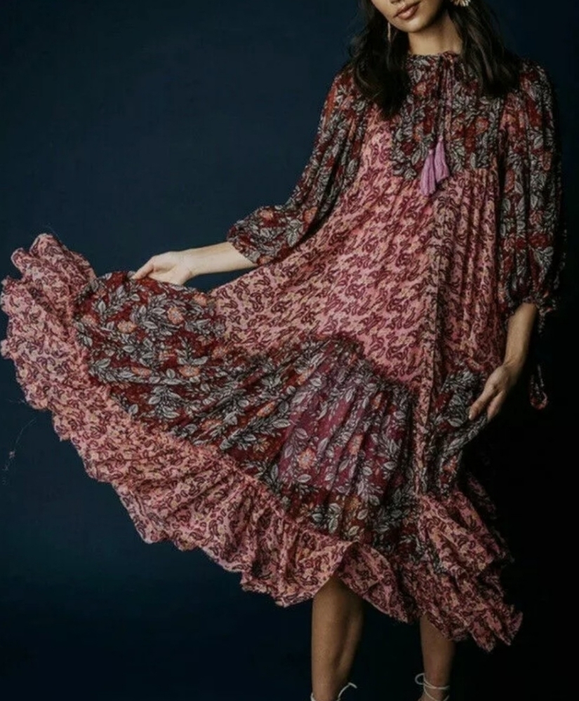 Free People Estelle Chiffon Bohemian Peasant Maxi - Picture 4 of 13